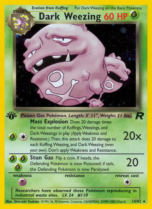 Dark Weezing Rare Pokemon card #14 from Team Rocket