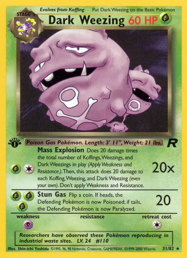 Dark Weezing Rare Pokemon card #31 from Team Rocket