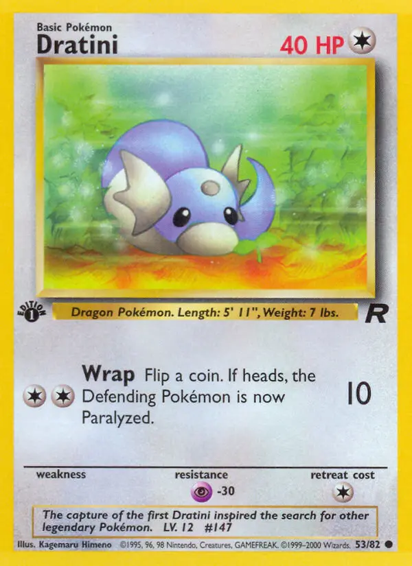 Dratini Common Pokemon card #53 from Team Rocket