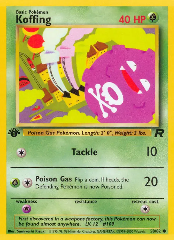 Koffing Common Pokemon card #58 from Team Rocket