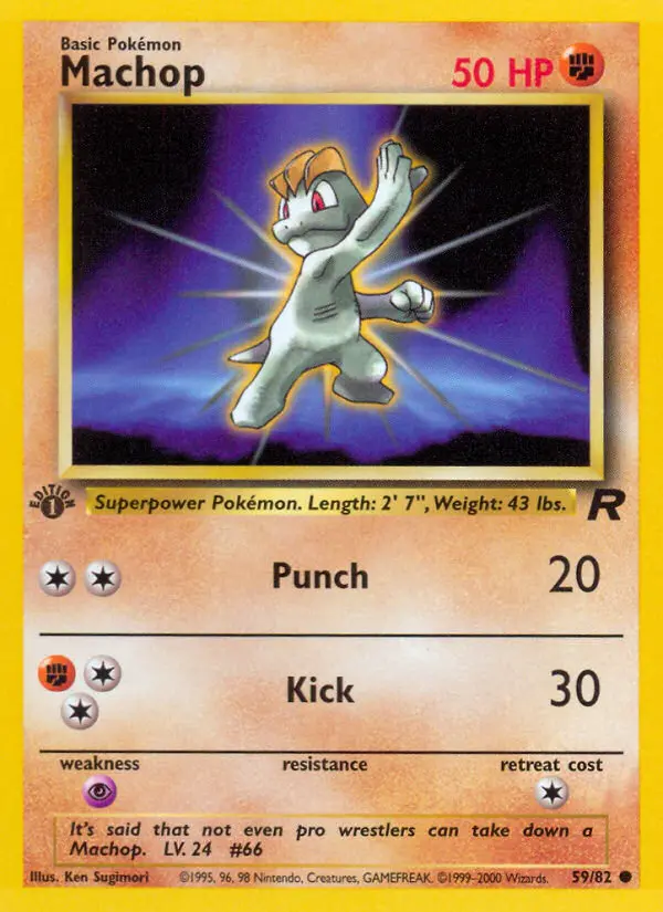 Machop Common Pokemon card #59 from Team Rocket