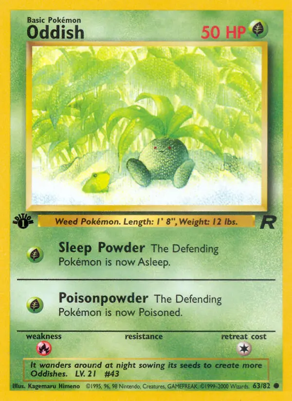 Oddish Common Pokemon card #63 from Team Rocket