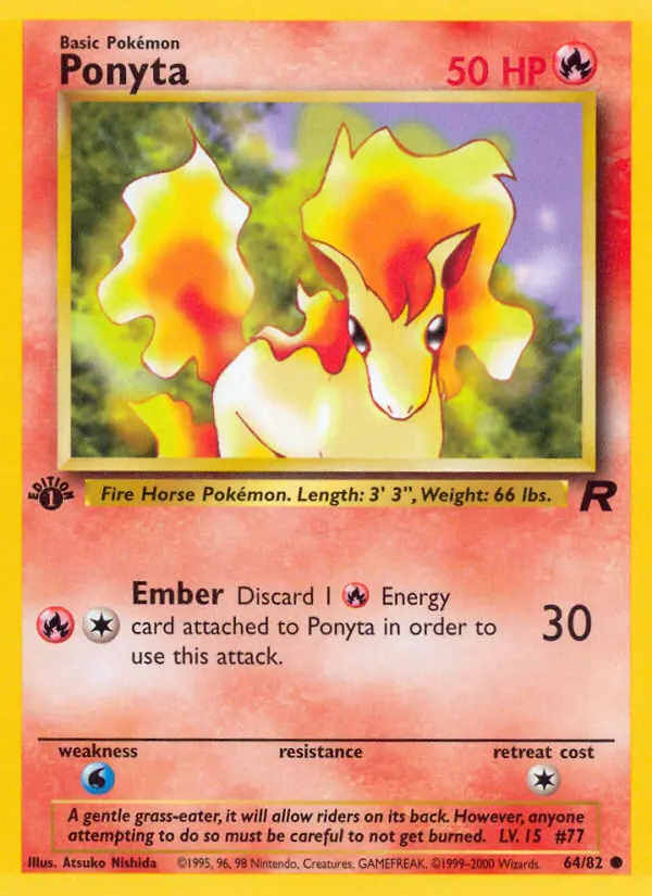 Ponyta Common Pokemon card #64 from Team Rocket