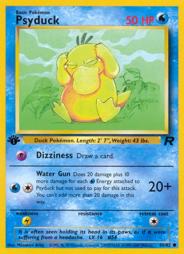 Psyduck Common Pokemon card #65 from Team Rocket