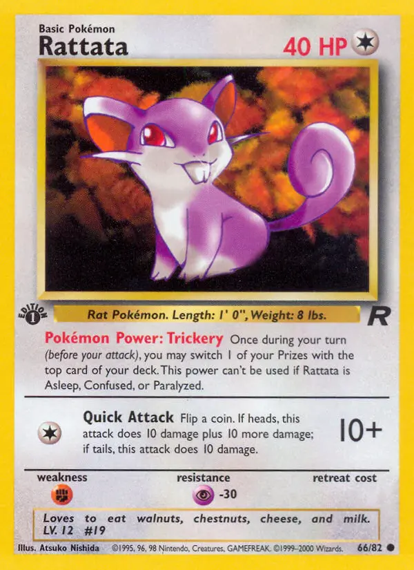Rattata Common Pokemon card #66 from Team Rocket