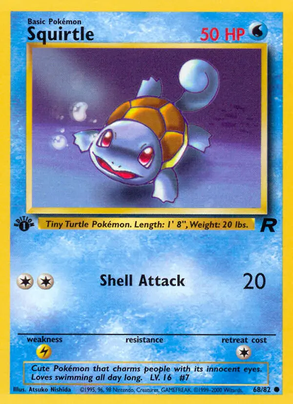 Squirtle Common Pokemon card #68 from Team Rocket