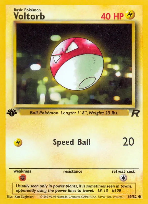 Voltorb Common Pokemon card #69 from Team Rocket