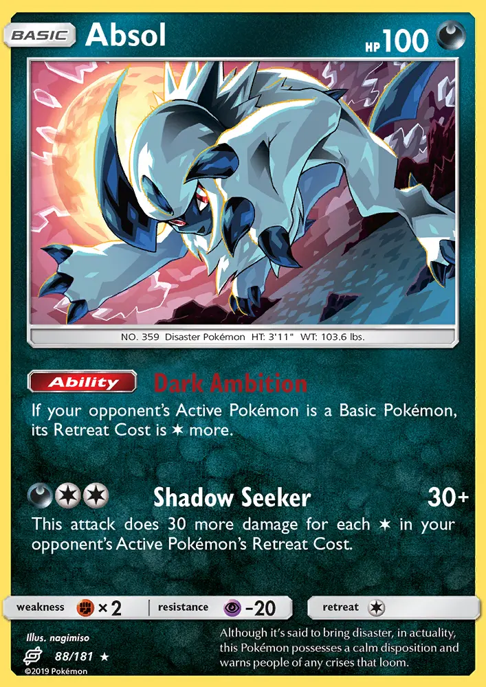 Absol Rare Pokemon card #88 from Team Up
