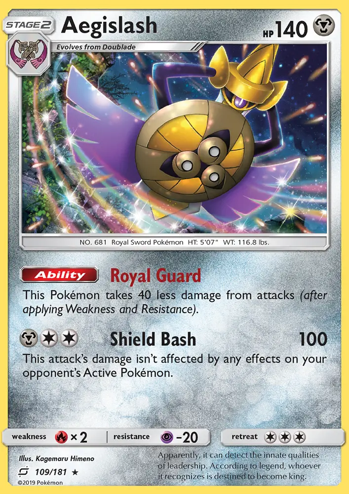 Aegislash Rare Pokemon card #109 from Team Up
