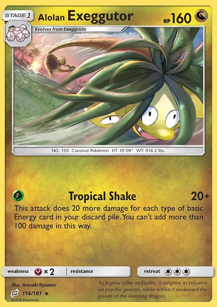 Alolan Exeggutor Rare Pokemon card #114 from Team Up