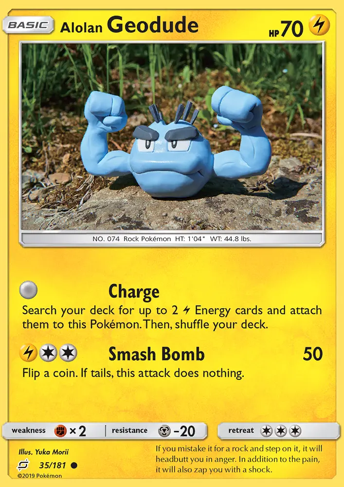 Alolan Geodude Common Pokemon card #35 from Team Up