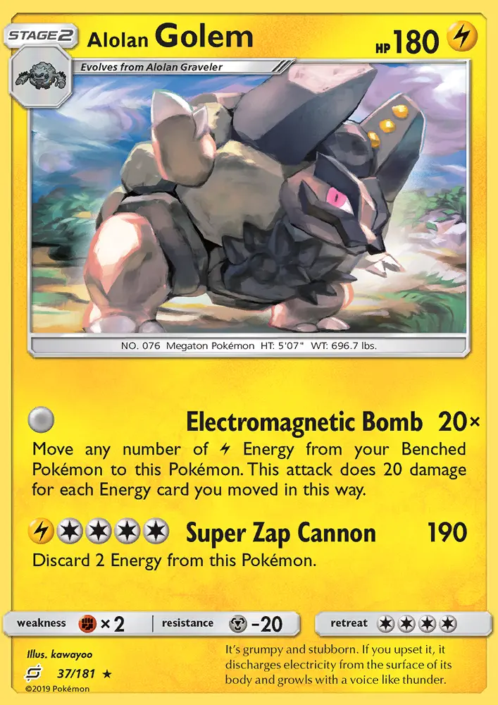 Alolan Golem Rare Pokemon card #37 from Team Up