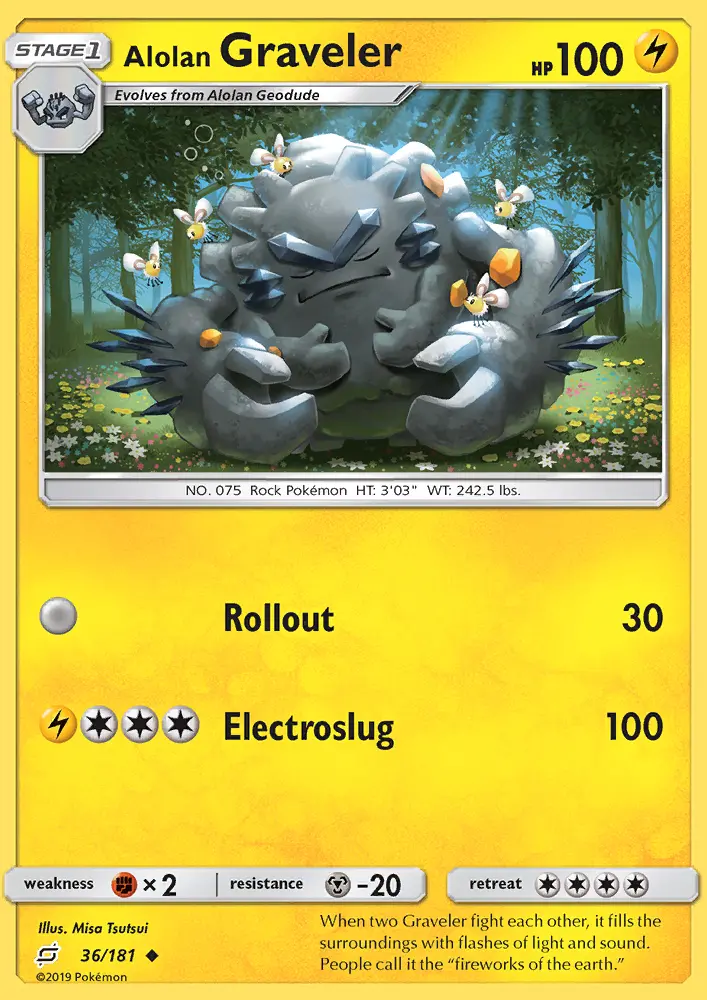 Alolan Graveler Uncommon Pokemon card #36 from Team Up