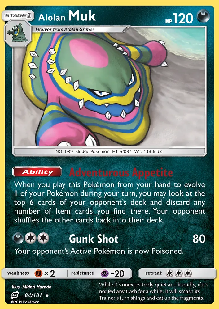 Alolan Muk Rare Pokemon card #84 from Team Up