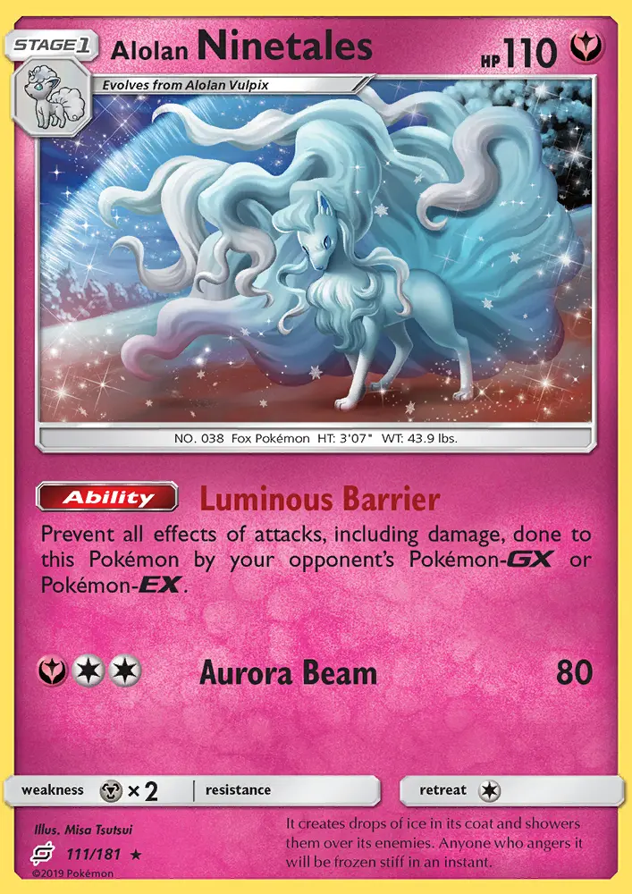 Alolan Ninetales Rare Pokemon card #111 from Team Up