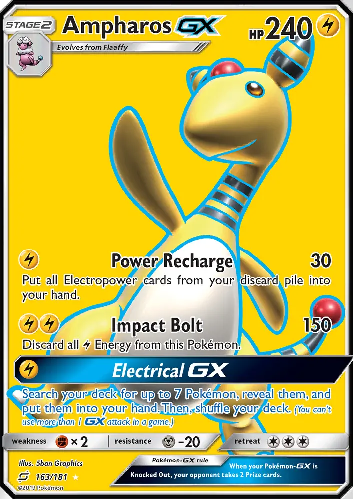 Ampharos GX Ultra Rare Pokemon card #163 from Team Up