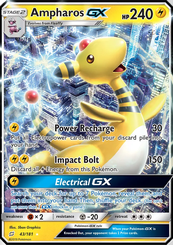 Ampharos GX Ultra Rare Pokemon card #43 from Team Up