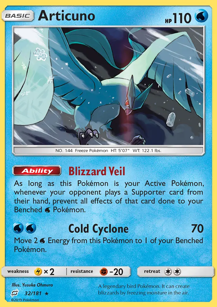 Articuno Rare Pokemon card #32 from Team Up