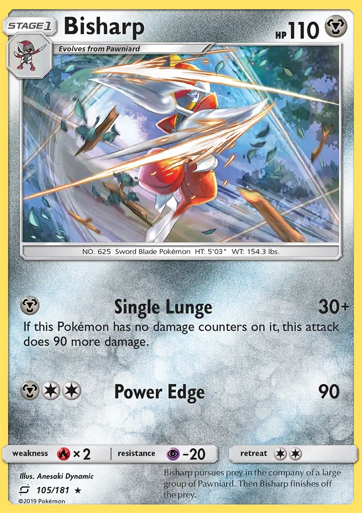 Bisharp Rare Pokemon card #105 from Team Up