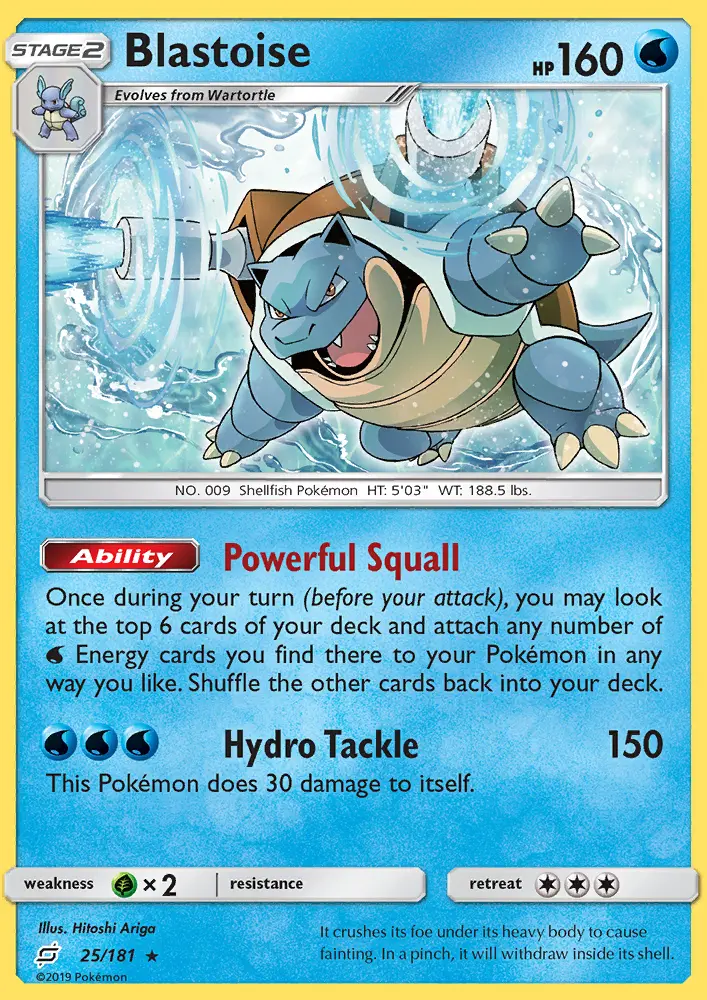 Blastoise Rare Pokemon card #25 from Team Up