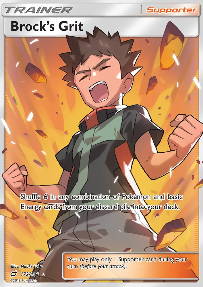 Brock’s Grit Ultra Rare Pokemon card #172 from Team Up