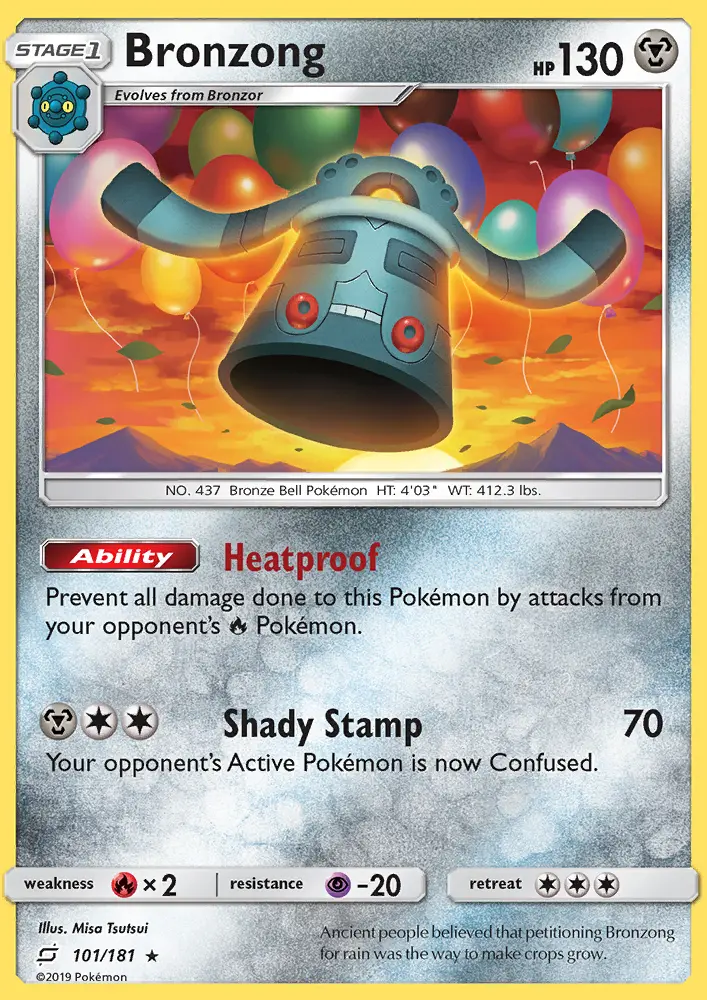 Bronzong Rare Pokemon card #101 from Team Up