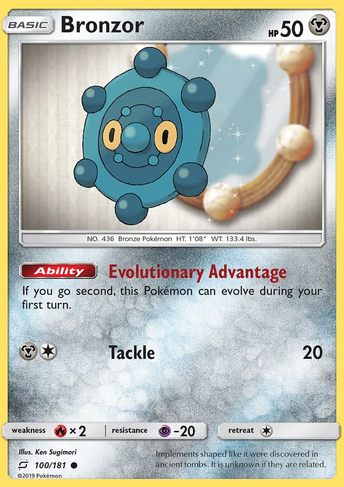 Bronzor Common Pokemon card #100 from Team Up