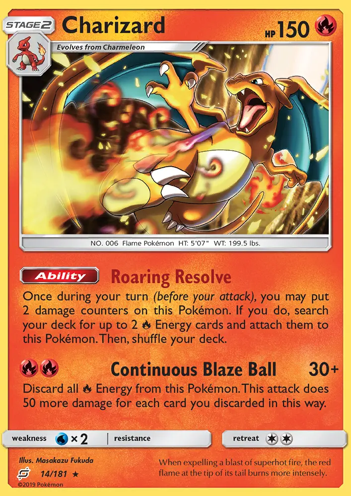 Charizard Rare Pokemon card #14 from Team Up