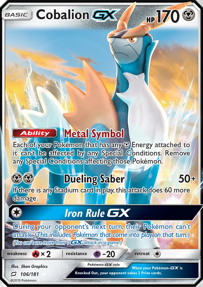 Cobalion GX Ultra Rare Pokemon card #106 from Team Up