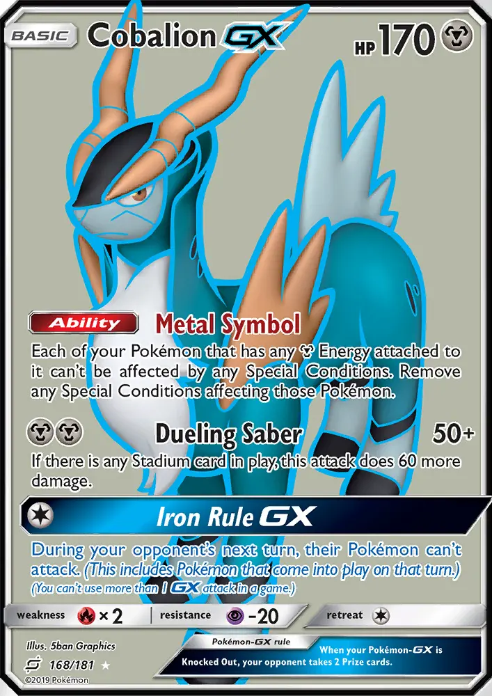 Cobalion GX Ultra Rare Pokemon card #168 from Team Up
