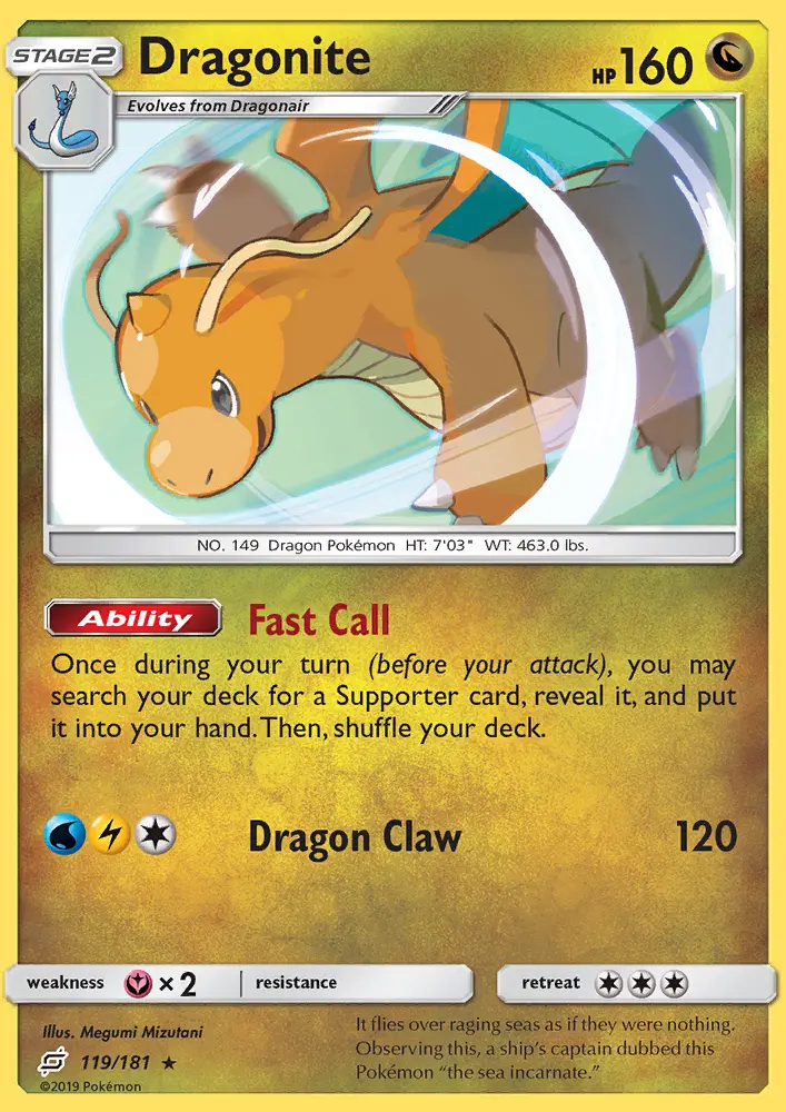 Dragonite Rare Pokemon card #119 from Team Up