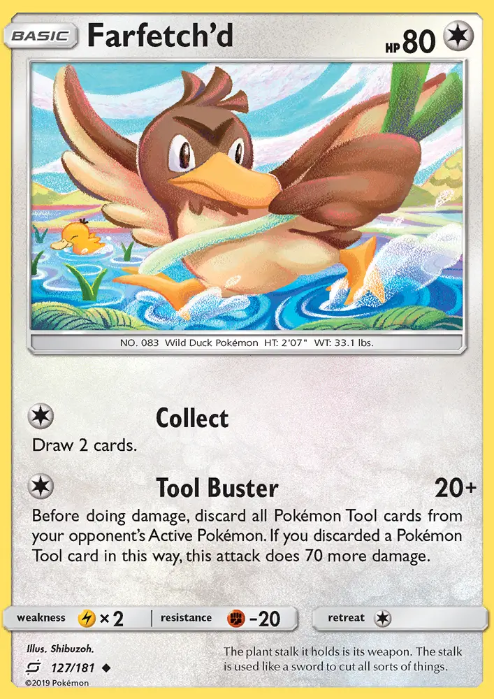 Farfetch’d Uncommon Pokemon card #127 from Team Up