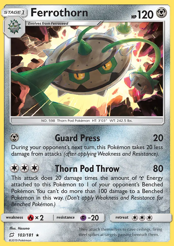 Ferrothorn Rare Pokemon card #103 from Team Up