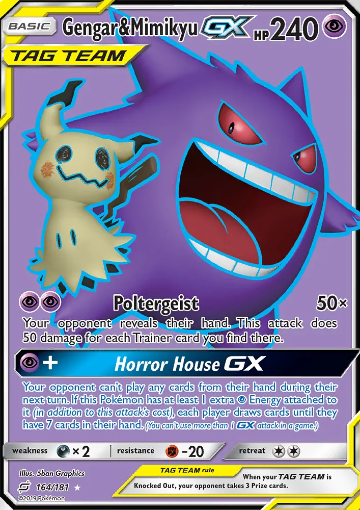 Gengar & Mimikyu GX Ultra Rare Pokemon card #164 from Team Up