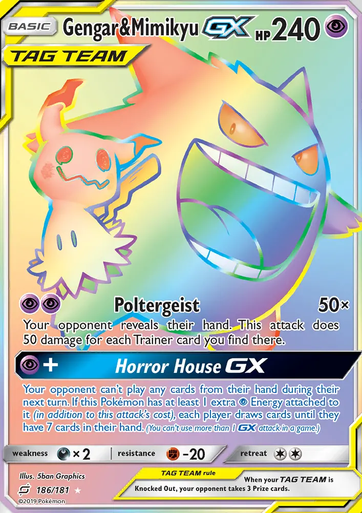 Gengar & Mimikyu GX Secret Rare Pokemon card #186 from Team Up