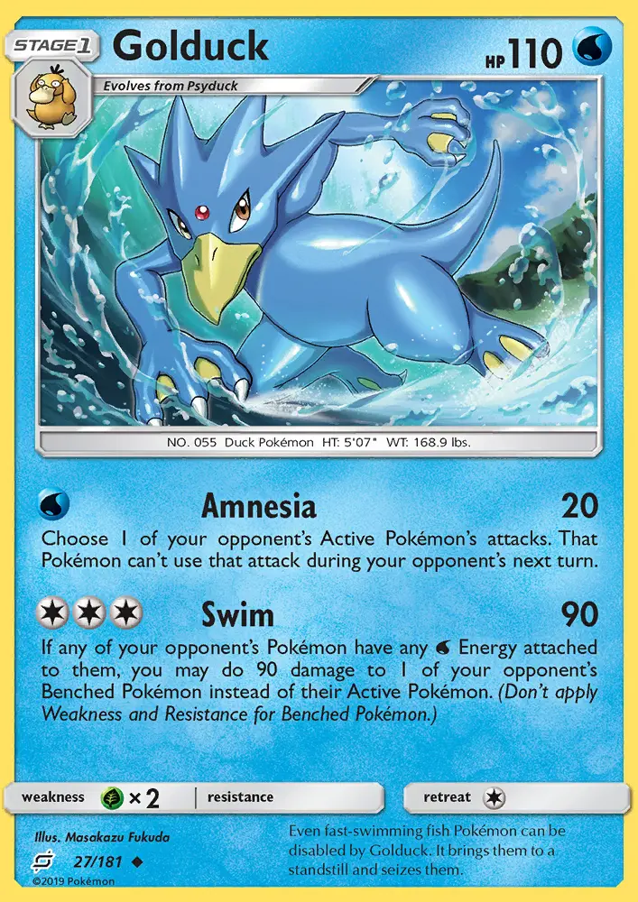 Golduck Uncommon Pokemon card #27 from Team Up