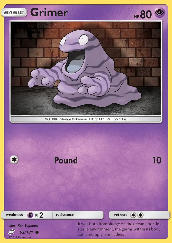 Grimer Common Pokemon card #62 from Team Up