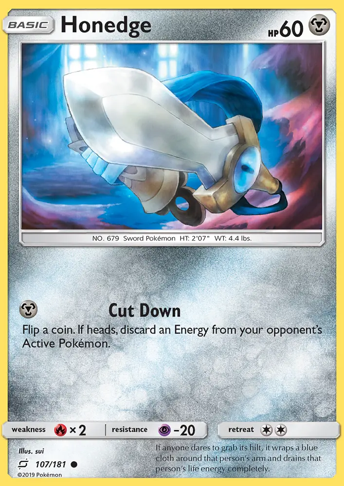Honedge Common Pokemon card #107 from Team Up