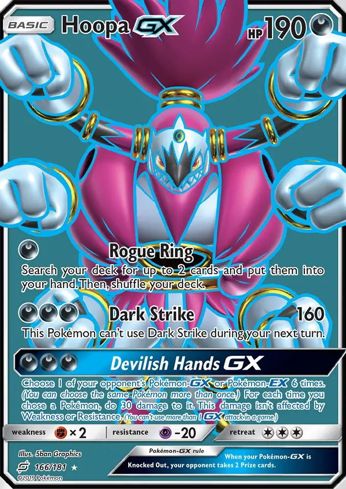 Hoopa GX Ultra Rare Pokemon card #166 from Team Up