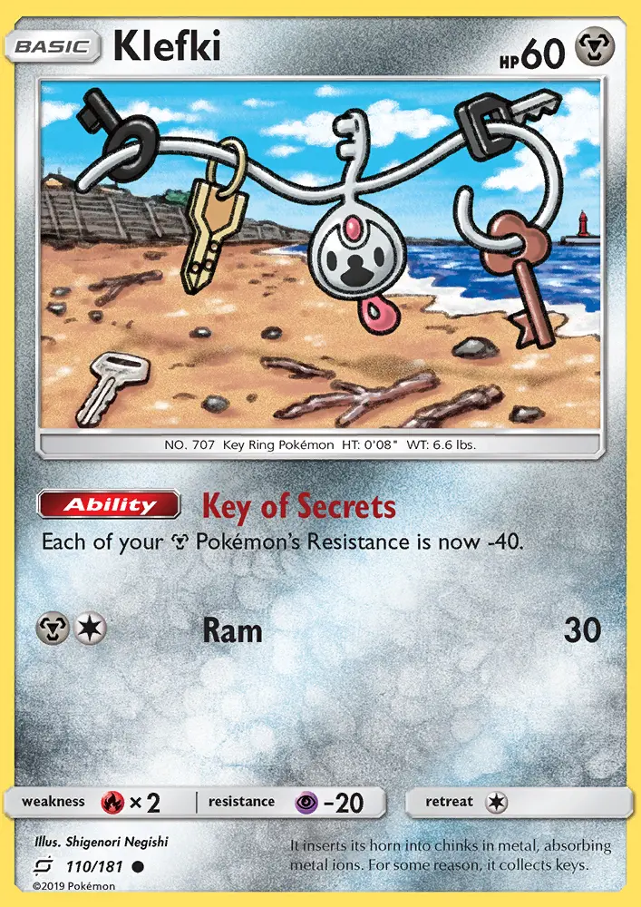 Klefki Common Pokemon card #110 from Team Up