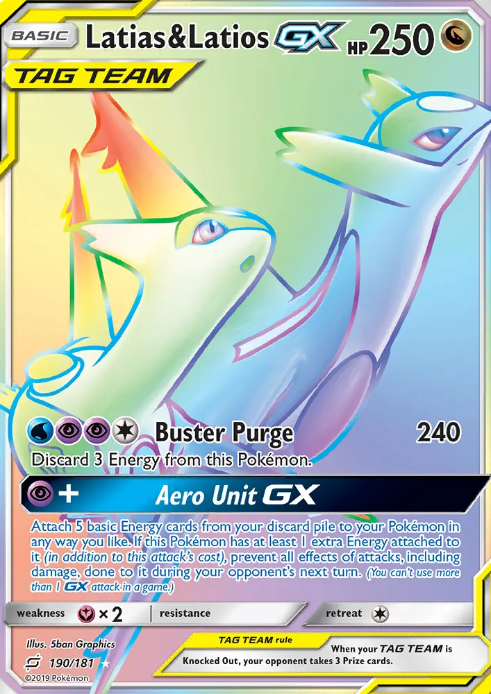Latias & Latios GX Secret Rare Pokemon card #190 from Team Up