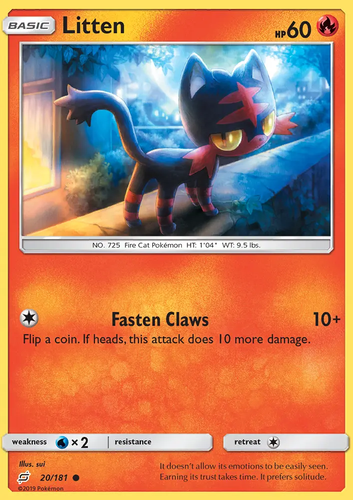 Litten Common Pokemon card #20 from Team Up