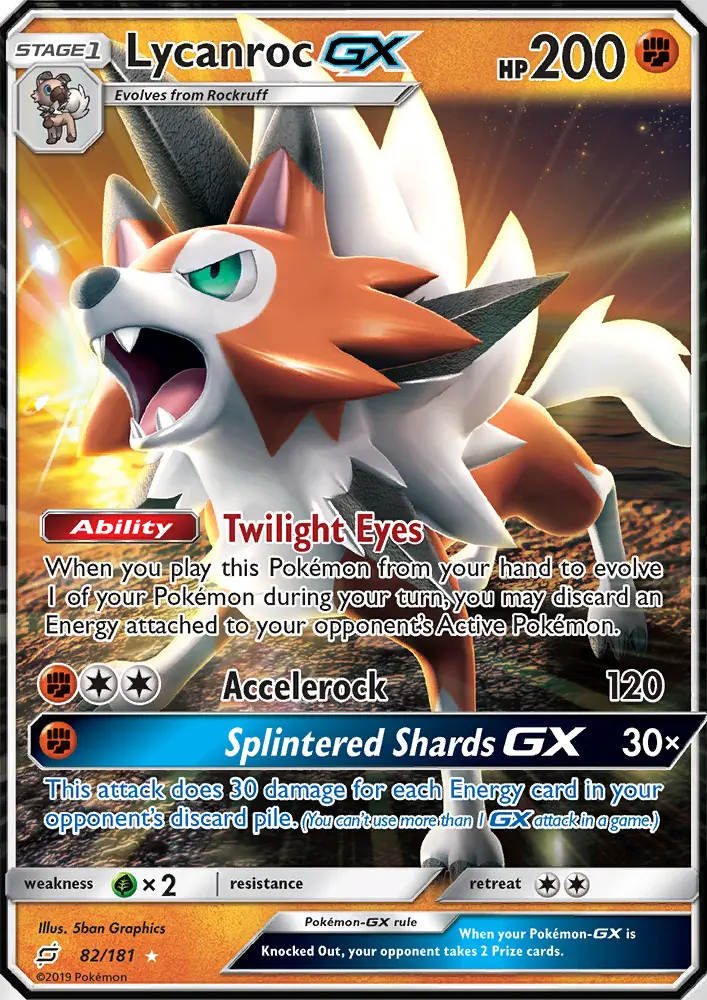 Lycanroc GX Ultra Rare Pokemon card #82 from Team Up