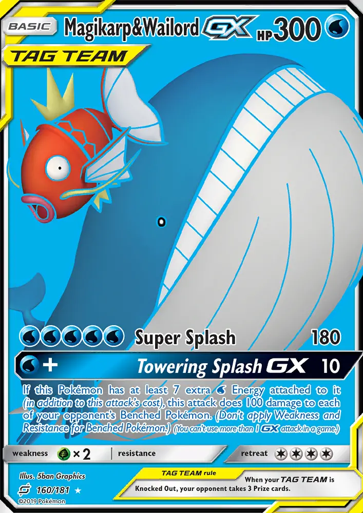 Magikarp & Wailord GX Ultra Rare Pokemon card #160 from Team Up