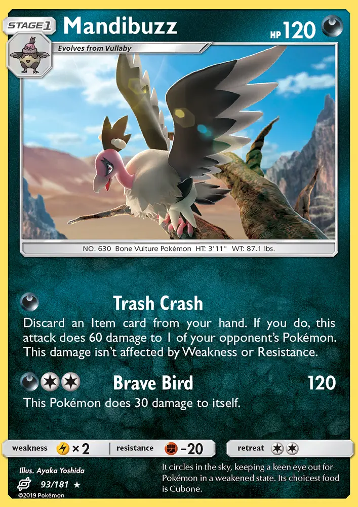 Mandibuzz Rare Pokemon card #93 from Team Up