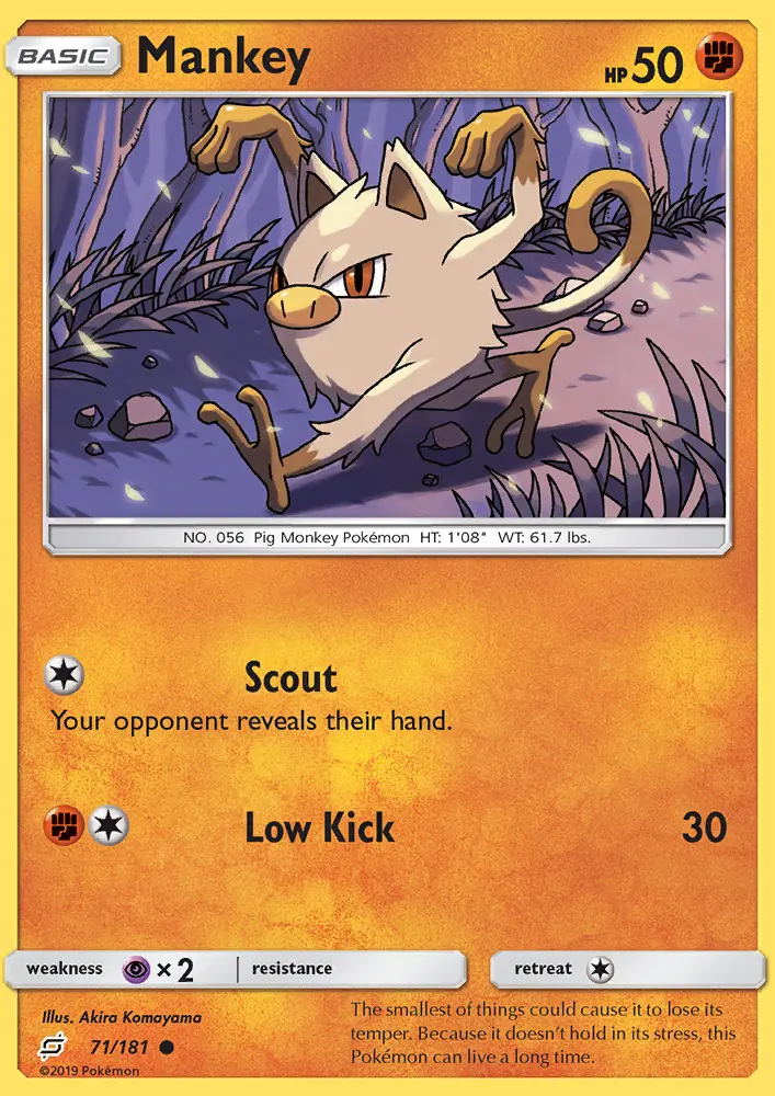 Mankey Common Pokemon card #71 from Team Up