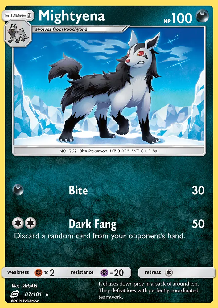 Mightyena Rare Pokemon card #87 from Team Up
