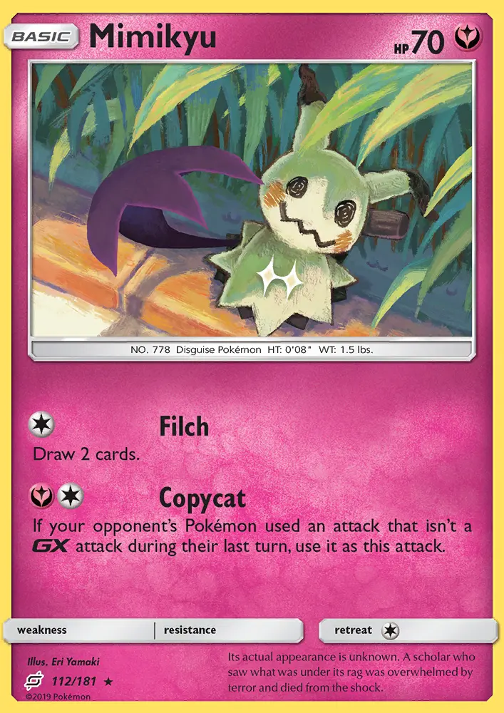 Mimikyu Rare Pokemon card #112 from Team Up