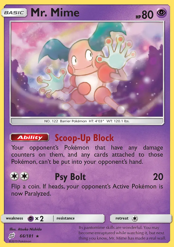 Mr. Mime Rare Pokemon card #66 from Team Up