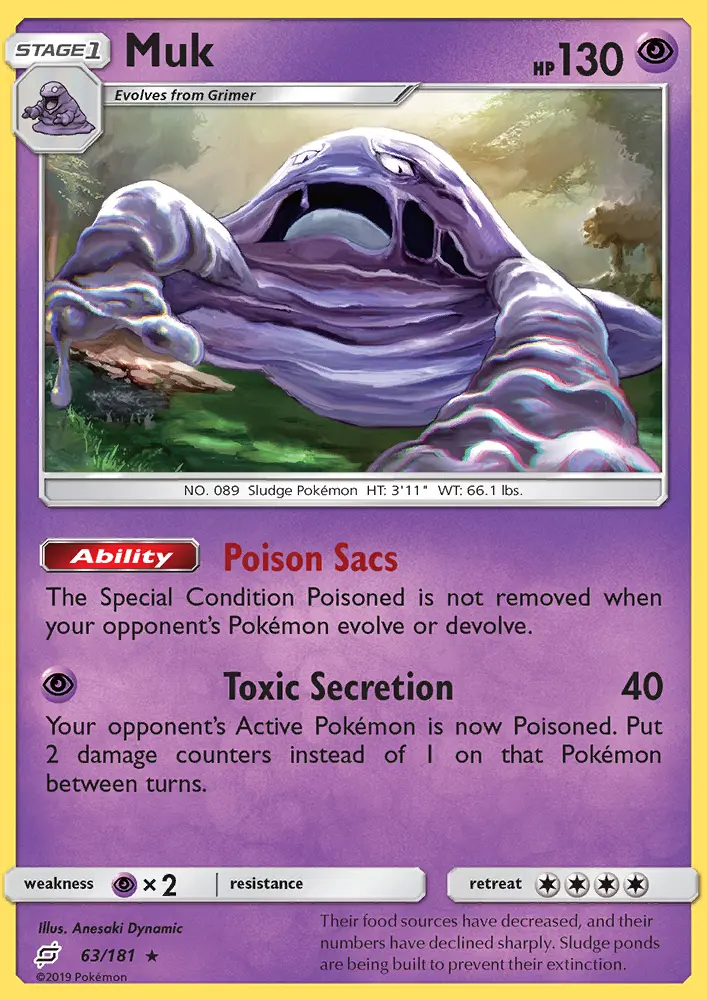Muk Rare Pokemon card #63 from Team Up